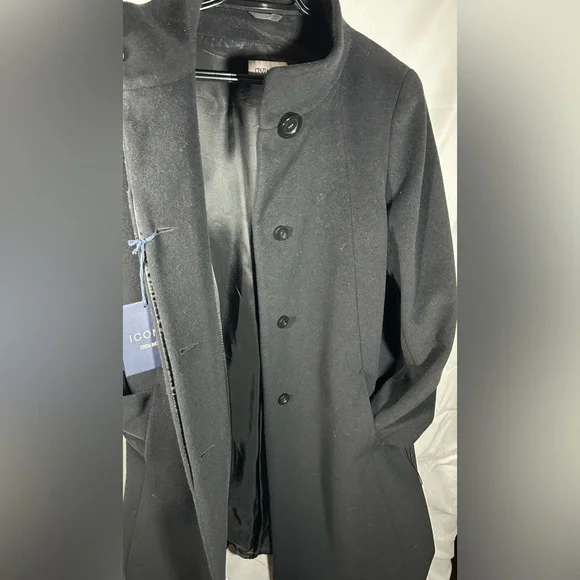 NWT! Cinzia Rocca Icons Wool/ Cashmere Coat With Stand up Collar Black size 12 - Picture 5 of 12